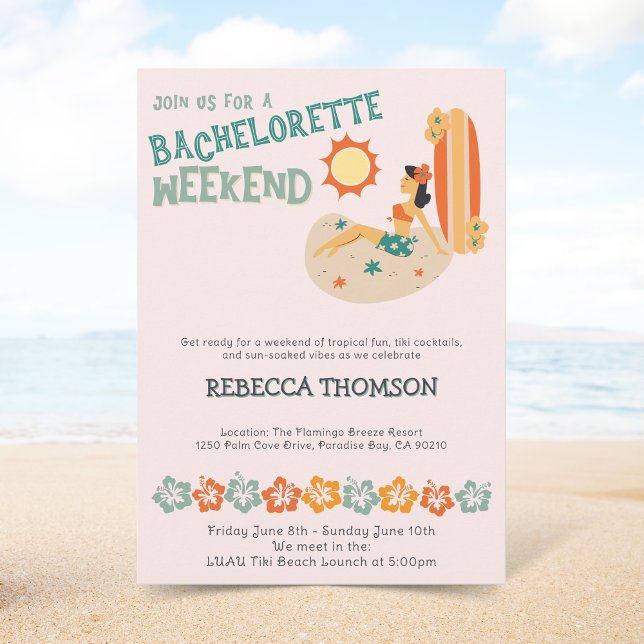 Retro Tiki tropiska stranden Bachelorette helg Inbjudningar (Skapare uppladdad)