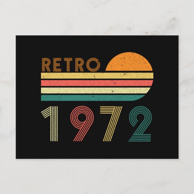 Retro tillverkad 1972, 50 år gammal vykort (Framsida)