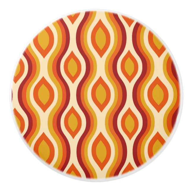 Retro timglas Ogee i orange, gul och röd Knopp (Framsidan)