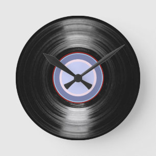retro-timme för vinylregistrering rund klocka