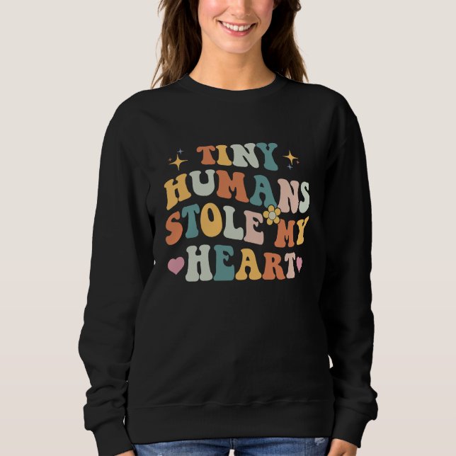 Retro Tiny Humans Stole My Heart Valentine's Day N T Shirt (Framsida)