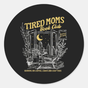 Retro Tired Mammor Bok Klubb Bookish Booktrovert m Runt Klistermärke