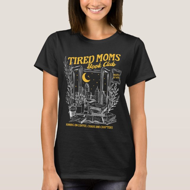 Retro Tired Mammor Bok Klubb Bookish Booktrovert m T Shirt (Framsida)
