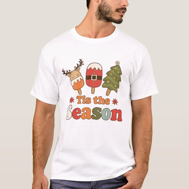Retro Tis är Helgdag för julklappning under säsong T Shirt (Framsida)