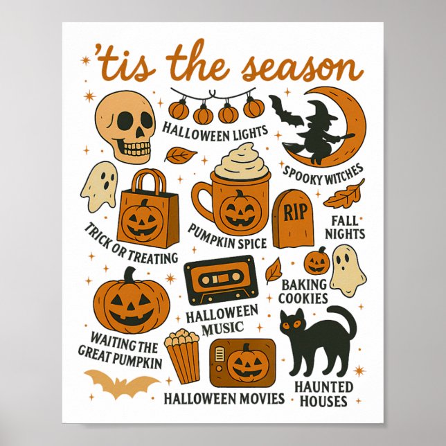 Retro Tis säsong Halloween Season Fall Ghost V Poster (Framsidan)