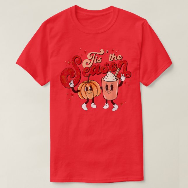 Retro Tis Season Fall Pumpkin Spice Funny Autu T Shirt (Design framsida)