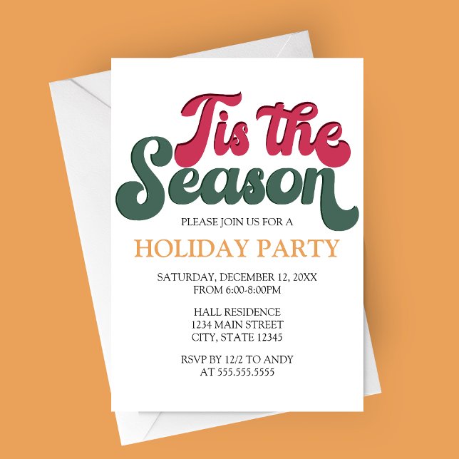 Retro ’Tis the Season Julfest Investigation Inbjudningar (Tis The Season Holiday Party Invitation | Retro Christmas Party Invitation )