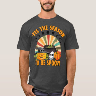 Retro Tis The Season To Be Spooky Moonphase Witch  T Shirt
