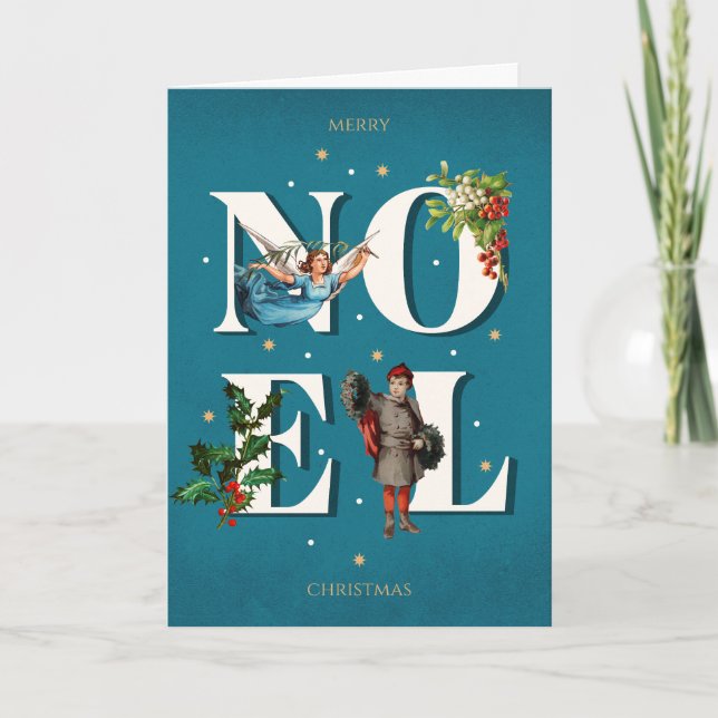 Retro-titta på redigerbar text för NOEL-Julkort Helgkort (Framsida)