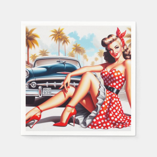 Retro Tjej Klassisk Pin Up Pappersservett (Framsidan)