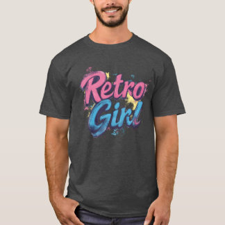 Retro tjej rosa och blå klassisk rolig t shirt