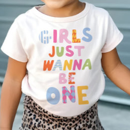 Retro tjejer vill bara vara en snygg 1-års födelse t shirt