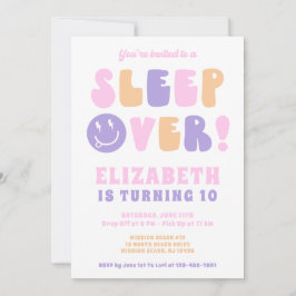 Retro tjejers pyjamasparty inbjudningar