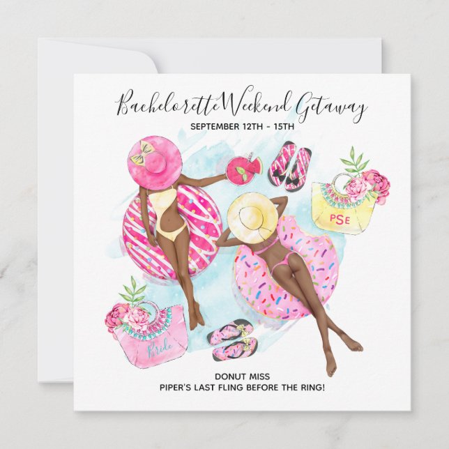 Retro tjejgrupp på möhippa på strandhelg spara datumet (Framsida)