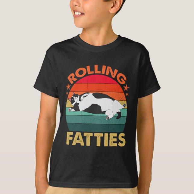 Retro Tjock Kitten Tee Funny Cat Rolling Fating (Framsida)
