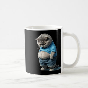 Retro Tjock Kitten Tee Funny Cat Rolling Fating Kaffemugg
