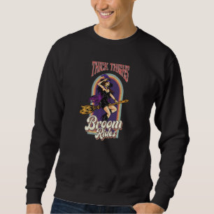 Retro Tjocka Lår Kvast Brudar Häxig Kvinna Hej Lång Ärmad Tröja