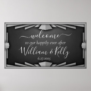 Retro Tjugo-talets Art Deco Stil Svart Elegant Poster