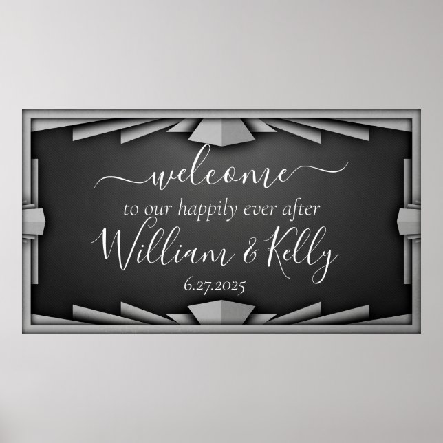 Retro Tjugo-talets Art Deco Stil Svart Elegant Poster (Framsidan)