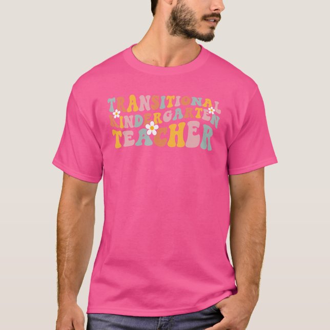 Retro Tk Teacher Groovy Transitional Kindergarten T Shirt (Framsida)