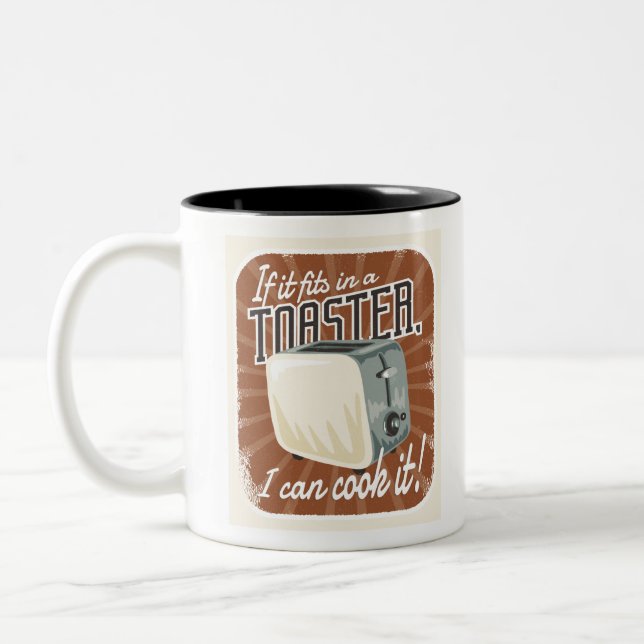 Retro Toaster Cooking Humor Två-Tonad Mugg (Vänster)