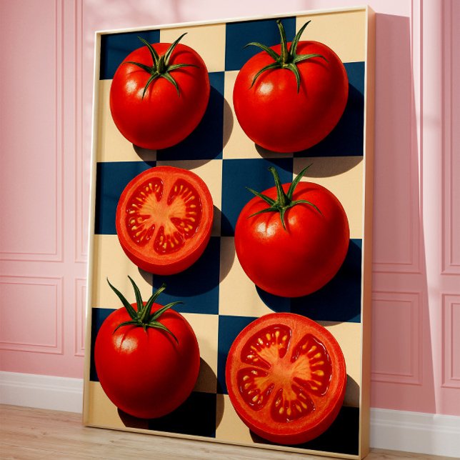 Retro Tomato Art-utskrift, fotorealistiskt köks- Poster (Tomato Art Poster)