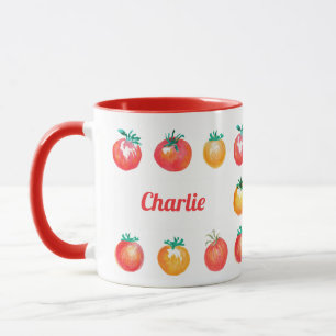 Retro Tomato Hand-Drawn Summer Foodie Mönster Mugg