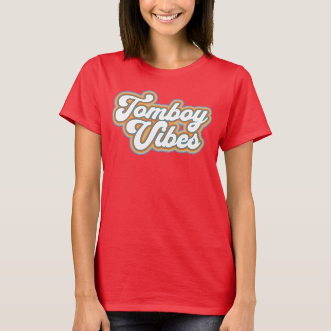 Retro Tomboy Vibes Girl T Shirt (Framsida)