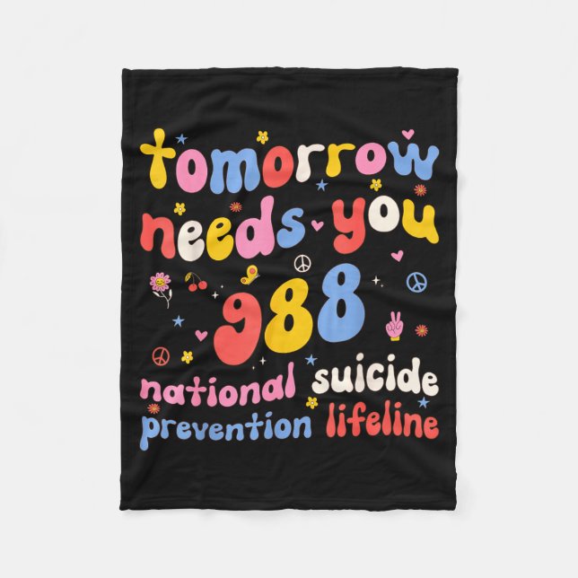 Retro Tomorrow Needs You 988 Suicide Prevention Aw Fleecefilt (Framsidan)
