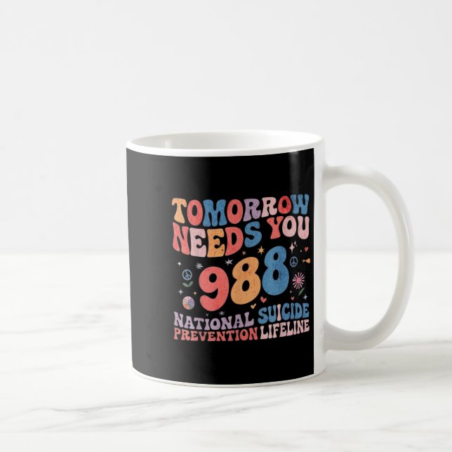 Retro Tomorrow Needs You 988 Suicide Prevention Aw Kaffemugg (Höger)