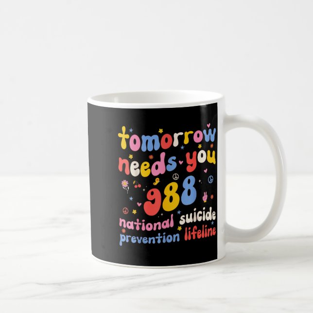 Retro Tomorrow Needs You 988 Suicide Prevention Aw Kaffemugg (Höger)