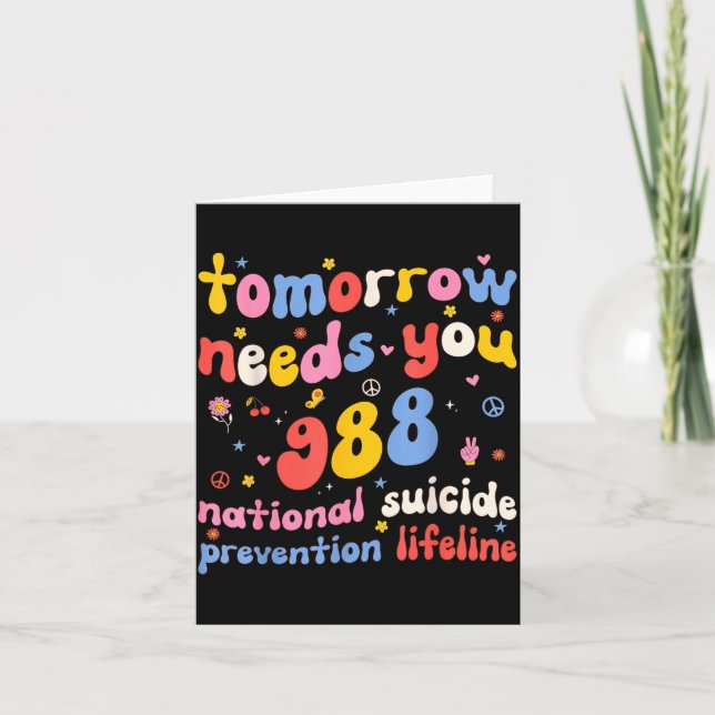 Retro Tomorrow Needs You 988 Suicide Prevention Aw Kort (Framsida)