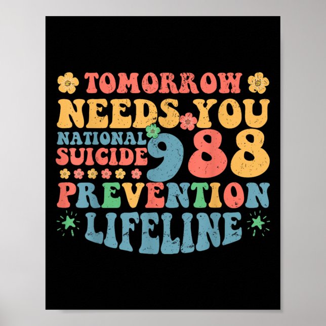 Retro Tomorrow Needs You 988 Suicide Prevention Aw Poster (Framsidan)