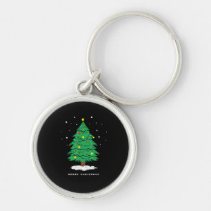Retro Tomte Glad Jul Träd Belysning Rund Silverfärgad Nyckelring