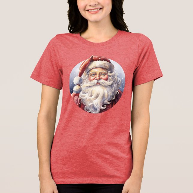 Retro Tomte i röd julhatt T Shirt (Framsida)