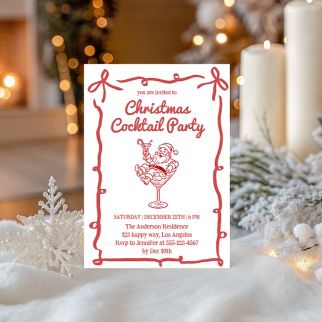 Retro Tomte Jul Cocktail Firande               Inbjudningar (Skapare uppladdad)