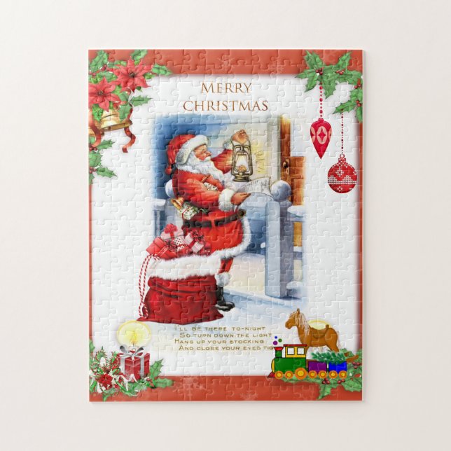 Retro Tomte Jul för barn  Pussel (Vertikal)