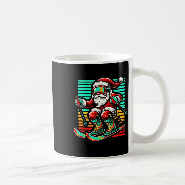 Retro tomte - julskidåkning  kaffemugg (Höger)