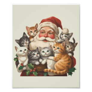 Retro Tomte & Kattungar Jul Vinter 90-tal Fototryck