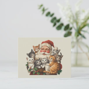 Retro Tomte & Kattungar Jul Vinter 90-tal Helg Vykort