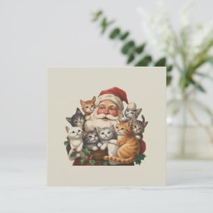 Retro Tomte & Kattungar Jul Vinter 90-tal Julkort