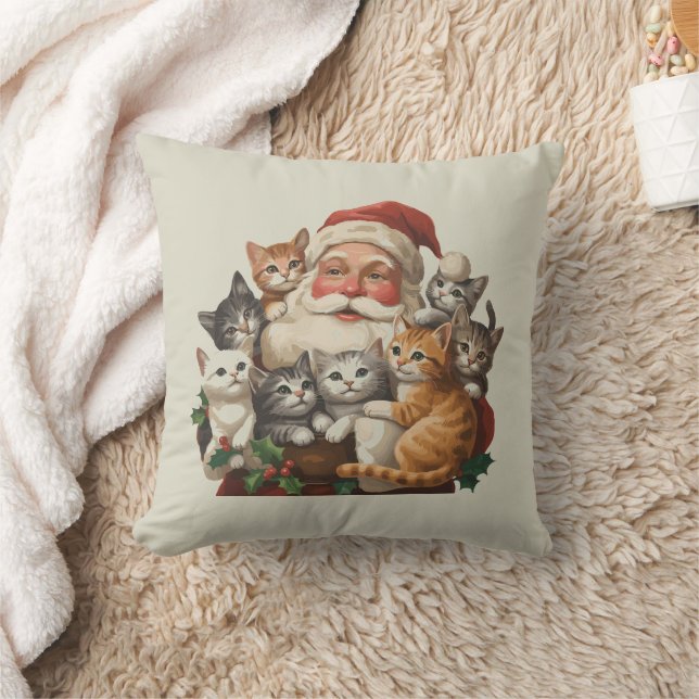 Retro Tomte & Kattungar Jul Vinter 90-tal  Kudde (Filt)