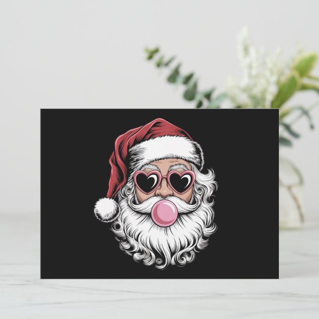 Retro Tomte Med Glasögon Blåser Bubbla Jul  Julkort (Stående Fram)