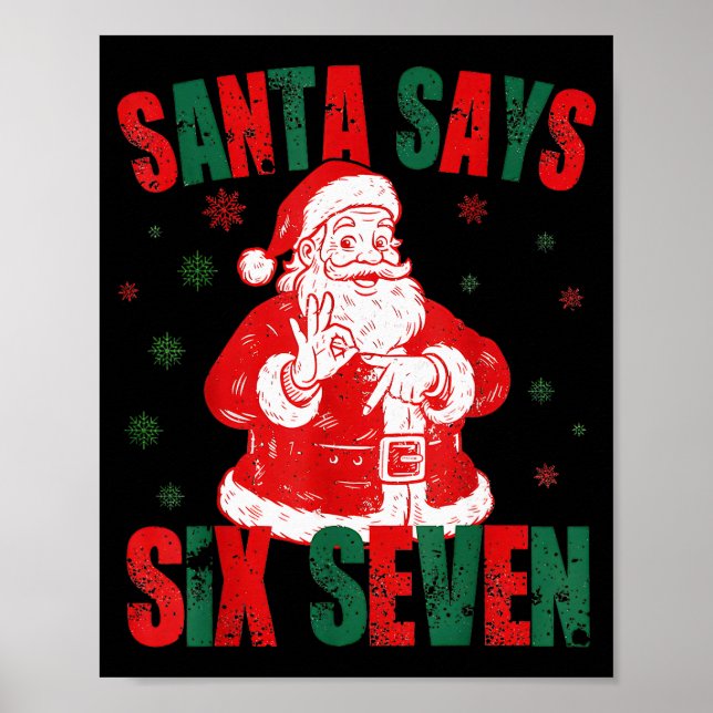 Retro Tomte Säger Sex Sju 67 Meme Jul  Poster (Framsidan)