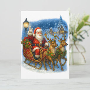 Retro Tomte Vintage 90-tals jul Mysig vinter Julkort
