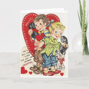 Retro Tonåring Valentindagskort Helgkort