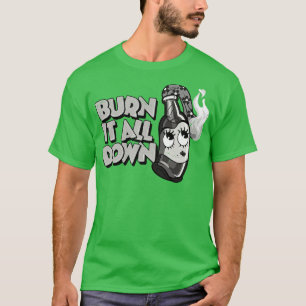 Retro toon Molotov Cocktail Girl bränn allt ner T Shirt