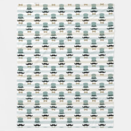 Retro Top hat Mustache Rand Mönster Fleecefilt