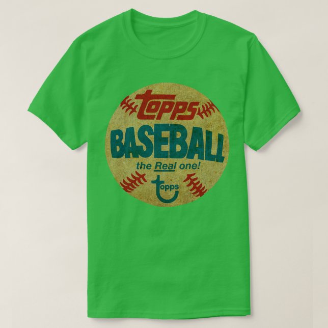 Retro Topps baseball, den riktiga på Crewnacken S T Shirt (Design framsida)