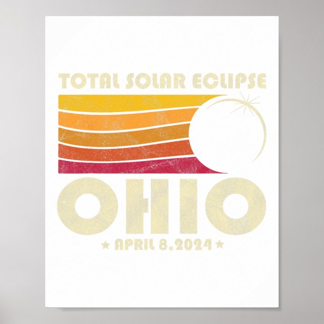 Retro Total Solar Eclipse 2024 Ohio Usa Totality Poster (Framsidan)
